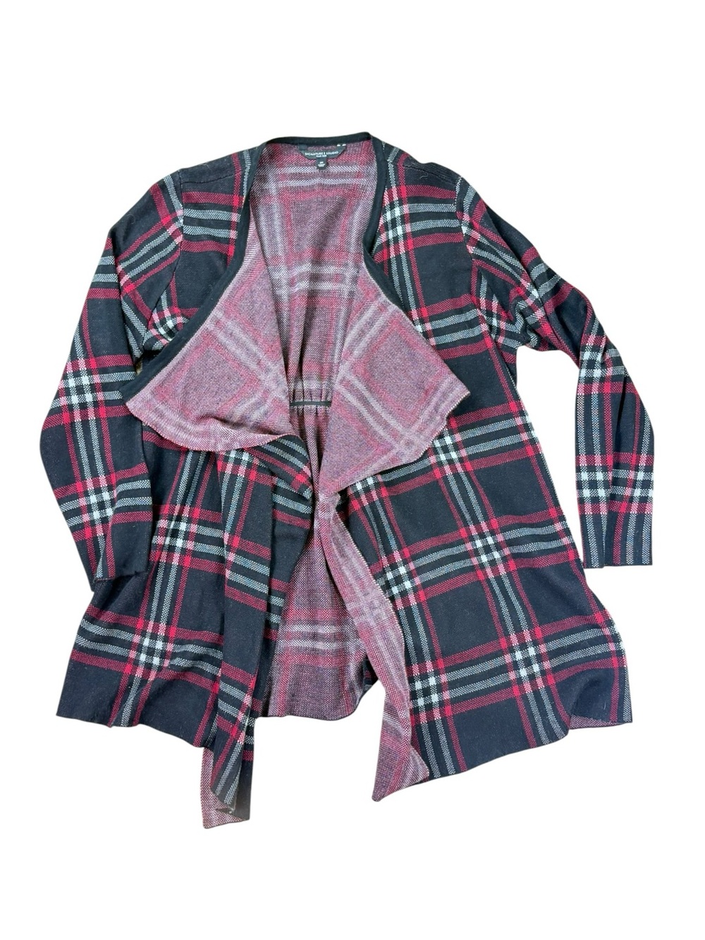 Woman’s Signature Studio plaid open front cardigan size 2X